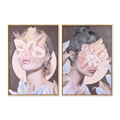 Cadre DKD Home Decor Fleurs Moderne (50 x 3