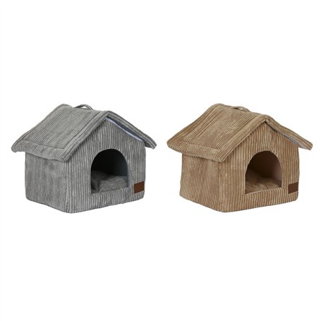 Lit pour animal domestique DKD Home Decor 40 x 33 x 38 cm 48 x 37 x 40 cm Gris Camel Aluminium 2 Unités
