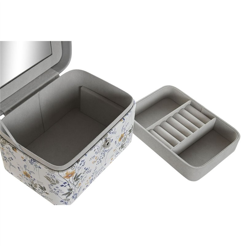 Image secondaire de Boîte à bijoux DKD Home Decor Blanc Gris Lila Rose clair Polyuréthane Miroir 17 x 12 x 10 cm (2 Unités)