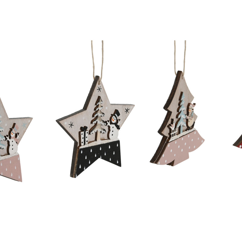 Image secondaire de Décoration Suspendue DKD Home Decor Rouge Rose Bois 23 x 1,5 x 9 cm (6 Pièces) (4 Unités)