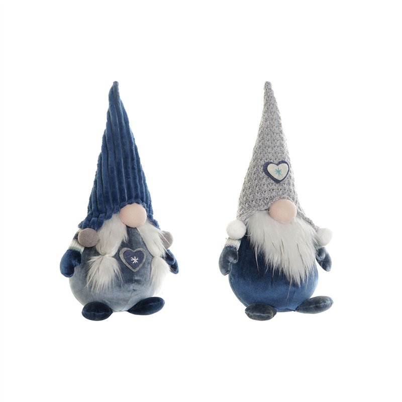 Décorations de Noël DKD Home Decor Bleu Blanc Gris Gnome 13 x 12 x 35 cm (2 Unités)