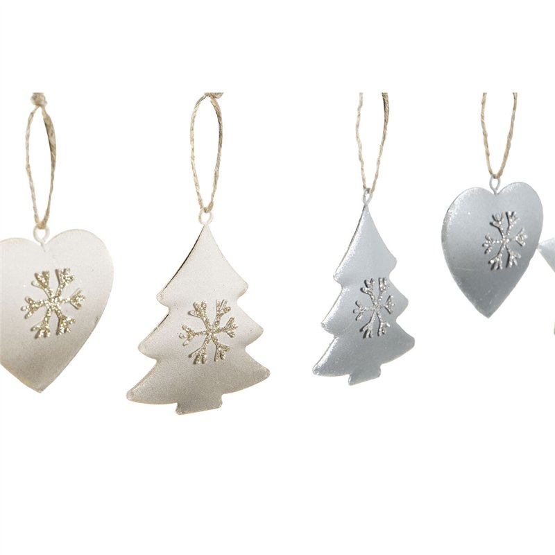 Image secondaire de Décoration Suspendue DKD Home Decor Blanc Gris Métal 7 x 2 x 7 cm (6 Pièces) (2 Unités)