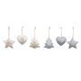 Décoration Suspendue DKD Home Decor Blanc Gris Métal 7 x 2 x 7 cm (6 Pièces) (2 Unités)
