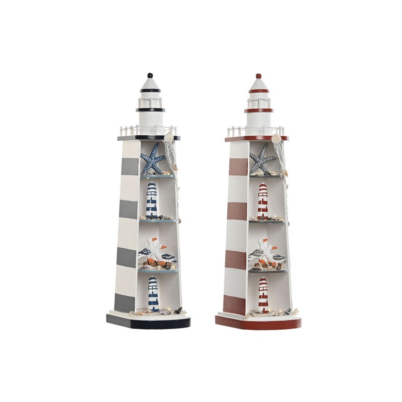 Figurine Décorative Home ESPRIT Bleu Rouge Phare 14 x 16 x 52 cm (2 Unités)