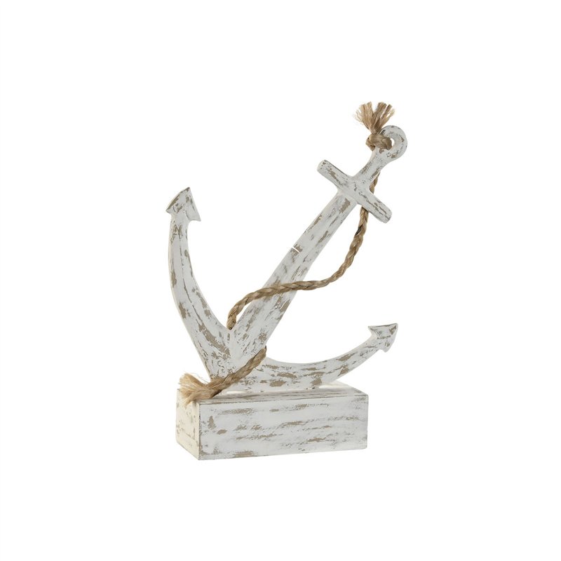 Figurine Décorative Home ESPRIT Blanc Ancre méditerranéen Décapé 31 x 7,5 x 40 cm