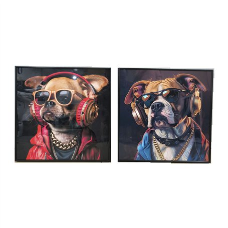 Cadre Home ESPRIT Bleu Marron Rouge Moderne Chien 50 x 3