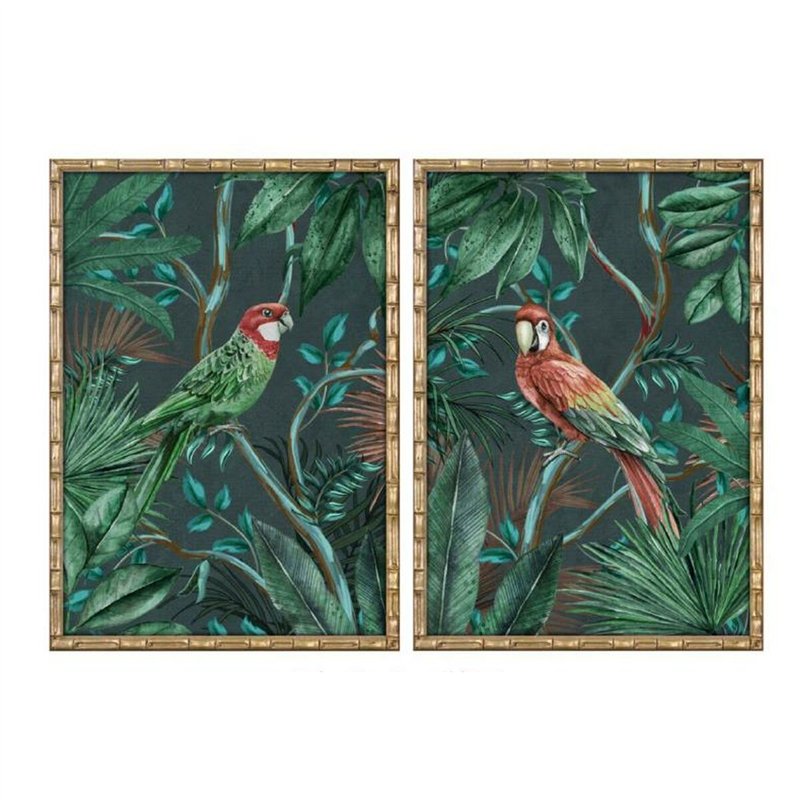Cadre Home ESPRIT Vert Perroquet Tropical 50 x 2,8 x 70 cm (2 Unités)