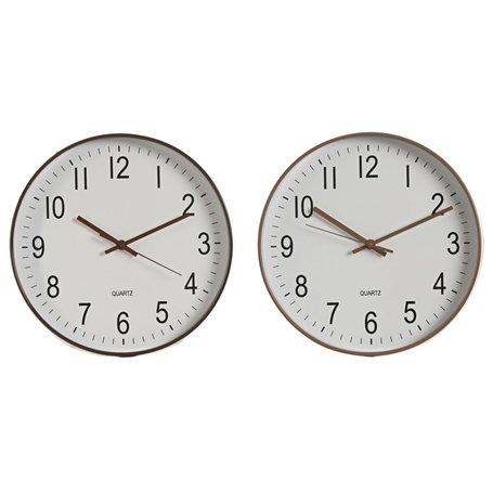 Horloge Murale Home ESPRIT Blanc Marron Naturel PVC 30 x 4 x 30 cm (2 Unités)