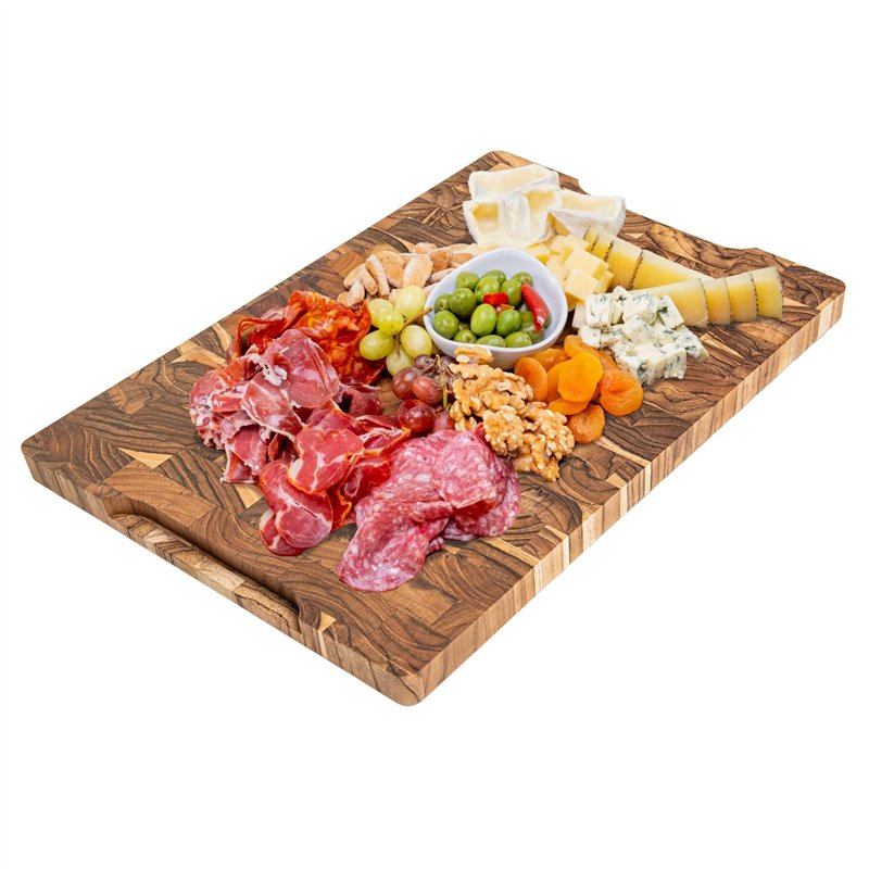 Image secondaire de Erreke Planche a Decouper Bois, Bois de Teck End Grain, Couper Servir Viande Fromage Pain, Grande Planche à Découper, 44 x 29.5 