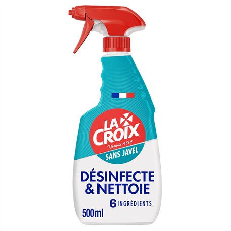LACROIX- Spray Désinfectant et Nettoyant Cuisine - Efficacité Sans javel et avec 6 ingrédients - Enlève saleté et graisse - Flac