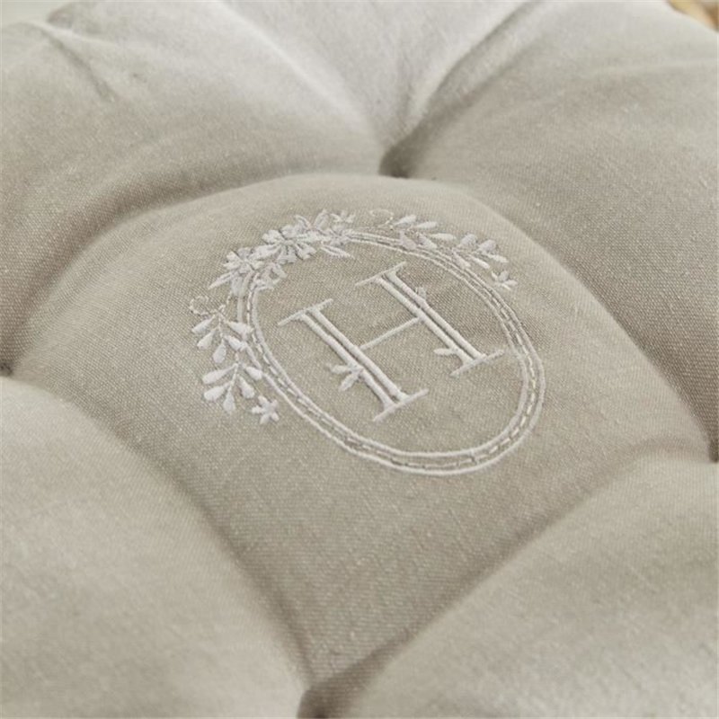 Image secondaire de Assise matelassée - TODAY - CHARME - Chambray x Petite Broderie Berenice - 40 x 40 cm