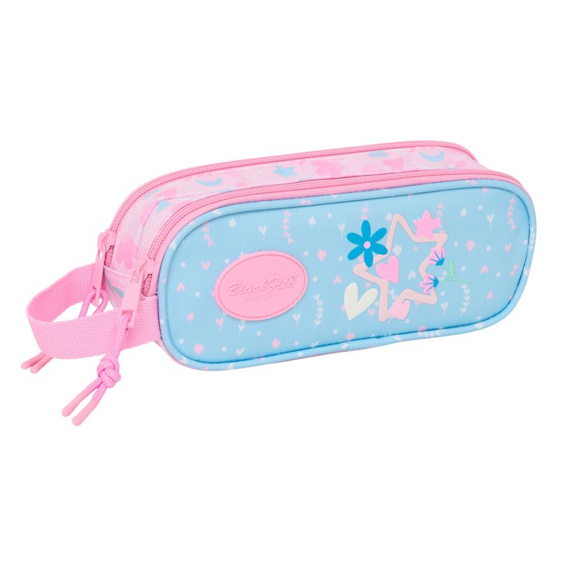 Trousse Fourre-Tout Double BlackFit8 Smile Rose Bleu clair 21 x 8 x 6 cm