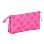 Trousse Fourre-Tout Triple Barbie Corazones Rose 22 x 12 x 3 cm