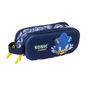 Trousse Fourre-Tout Double Sonic City Bleu 21 x 8 x 6 cm 3D