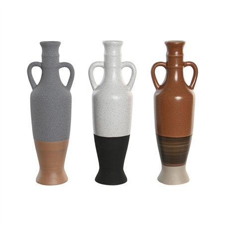 Vase DKD Home Decor Blanc Gris Terre cuite Porcelaine 9