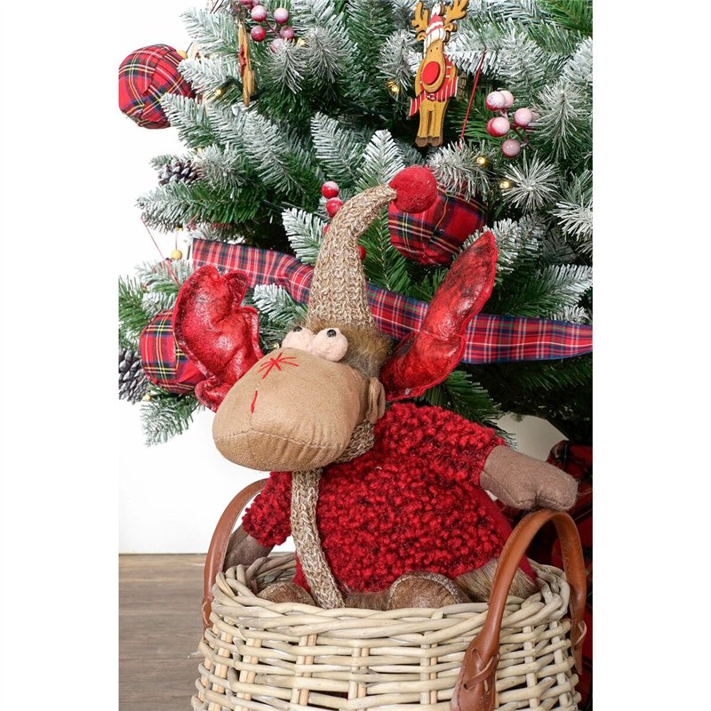 Image secondaire de Décorations de Noël DKD Home Decor Rouge Gris Renne 27 x 19 x 32 cm (2 Unités)