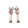 Décorations de Noël DKD Home Decor Blanc Rose Doré Renne 15 x 17 x 50 cm (2 Unités)