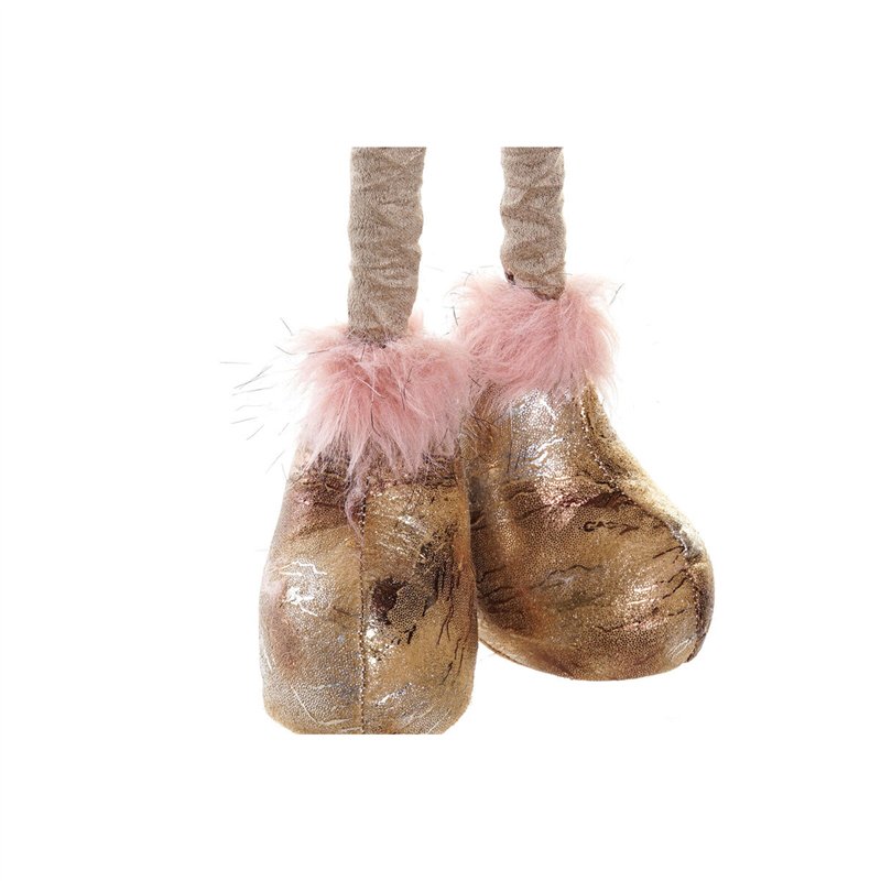 Image secondaire de Décorations de Noël DKD Home Decor Blanc Rose Doré Renne 15 x 17 x 50 cm (2 Unités)