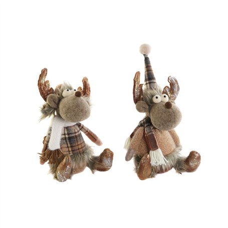 Décorations de Noël DKD Home Decor Marron Renne 13 x 12 x 25 cm (2 Unités)