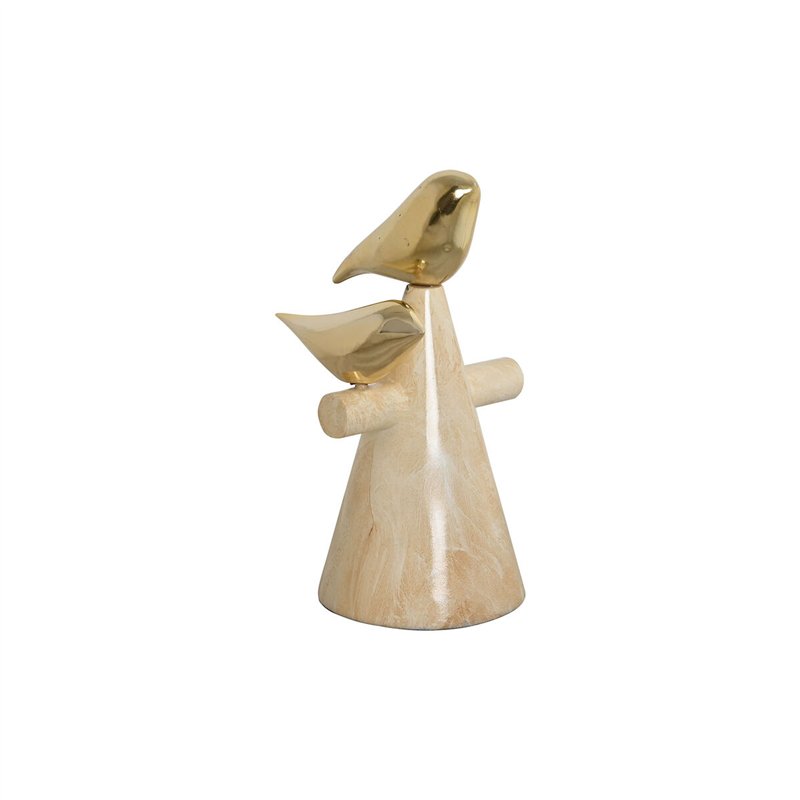 Figurine Décorative Home ESPRIT Doré Ivoire Oiseaux Romantique 16,5 x 14 x 27 cm