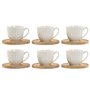 Jeu de 6 tasses avec plat Home ESPRIT Blanc Bambou Porcelaine 90 ml