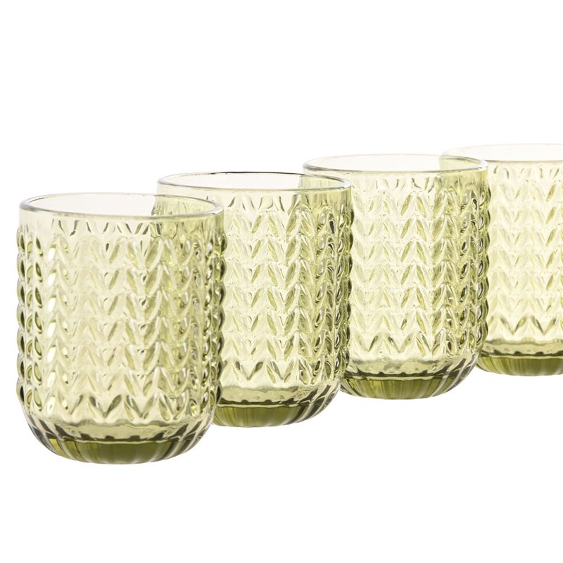 Image secondaire de Set de Verres Home ESPRIT Vert Verre Avec relief 275 ml (6 Unités)