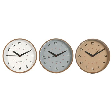 Horloge Murale Home ESPRIT Blanc Beige Gris PVC 30 x 4 x 30 cm (3 Unités)