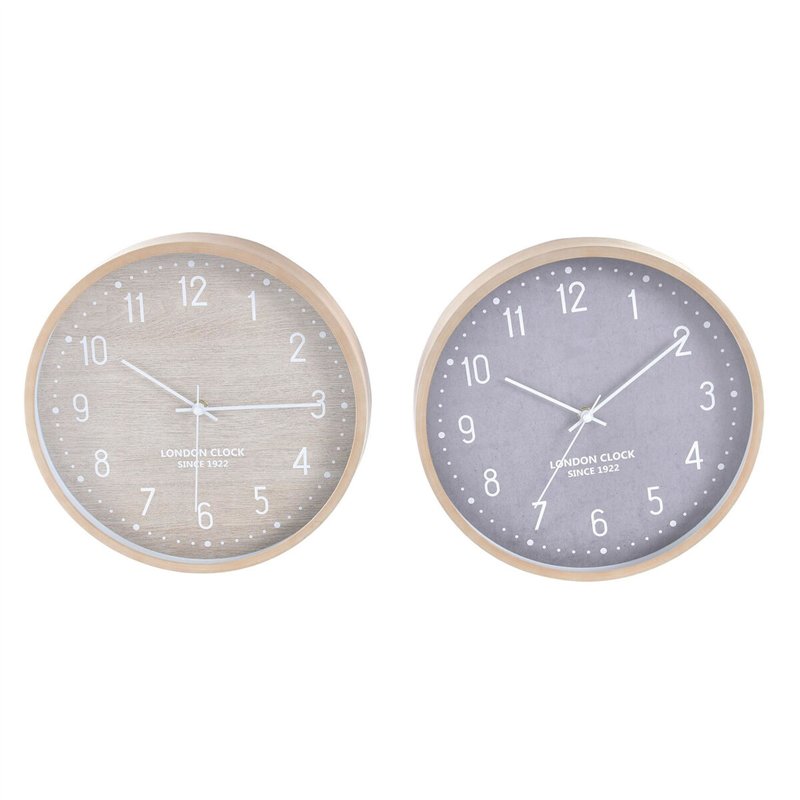Horloge Murale Home ESPRIT Beige Gris PVC 30 x 4 x 30 cm (2 Unités)
