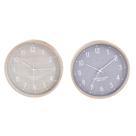 Horloge Murale Home ESPRIT Beige Gris PVC 30 x 4 x 30 cm (2 Unités)