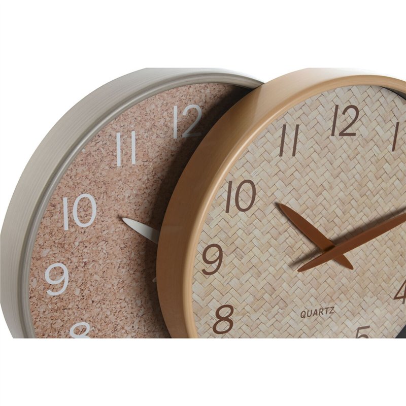 Image secondaire de Horloge Murale Home ESPRIT Marron Naturel PVC Bois 30 x 4,7 x 30 cm (2 Unités)