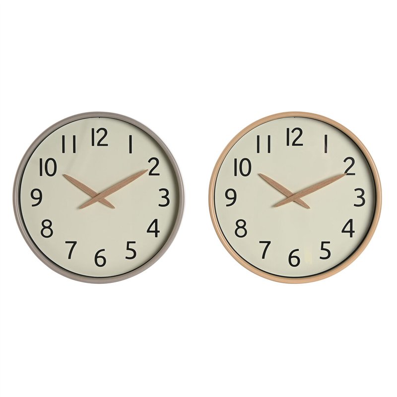 Horloge Murale Home ESPRIT Beige Naturel PVC Bois 30 x 4,7 x 30 cm (2 Unités)