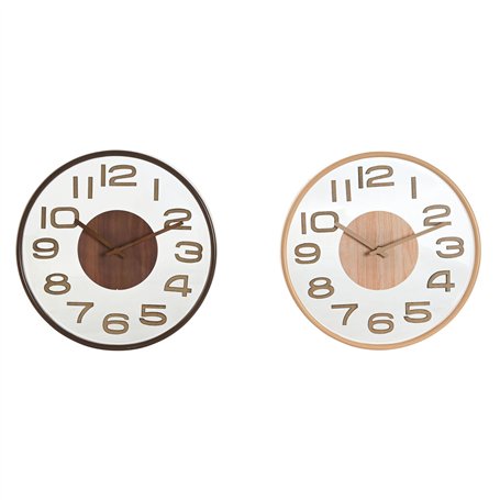 Horloge Murale Home ESPRIT Marron Naturel PVC Bois 30 x 4