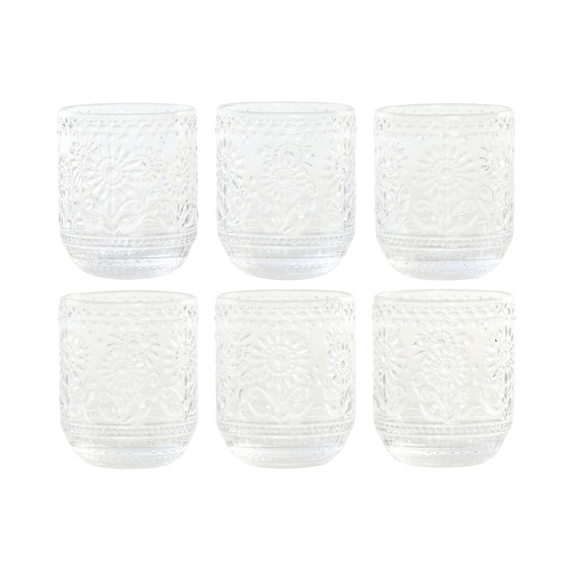 Set de Verres Home ESPRIT Transparent Verre Avec relief 360 ml (6 Unités)