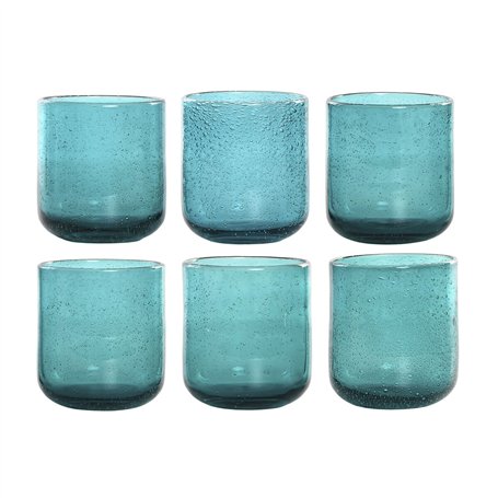 Set de Verres Home ESPRIT Turquoise Verre 320 ml (6 Unités)