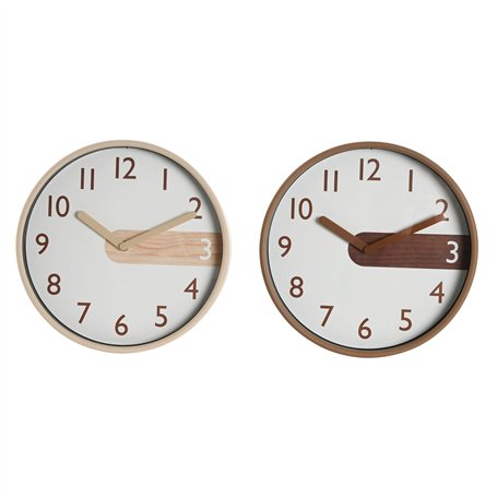 Horloge Murale Home ESPRIT Marron Naturel PVC Bois 30 x 4