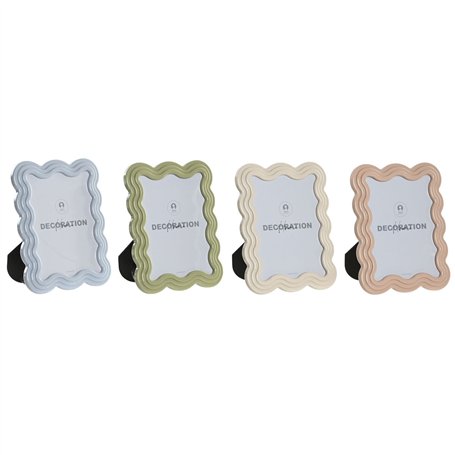 Cadre photo Home ESPRIT Bleu Blanc Vert Rose Verre ABS Scandinave (4 Unités)