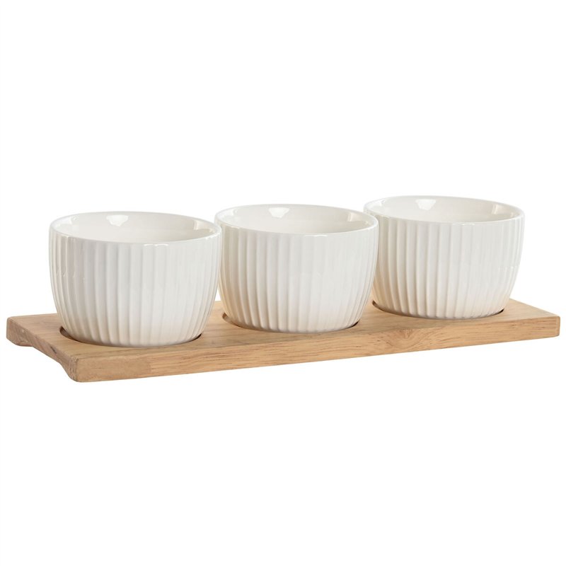 Ensemble à apértif Home ESPRIT Blanc Naturel Urbaine 28 x 9,6 x 6,2 cm 3 Pièces