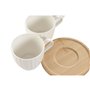 Jeu de 6 tasses avec plat Home ESPRIT Blanc Naturel Bambou Porcelaine 220 ml