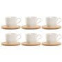 Jeu de 6 tasses avec plat Home ESPRIT Blanc Naturel Bambou Porcelaine 220 ml