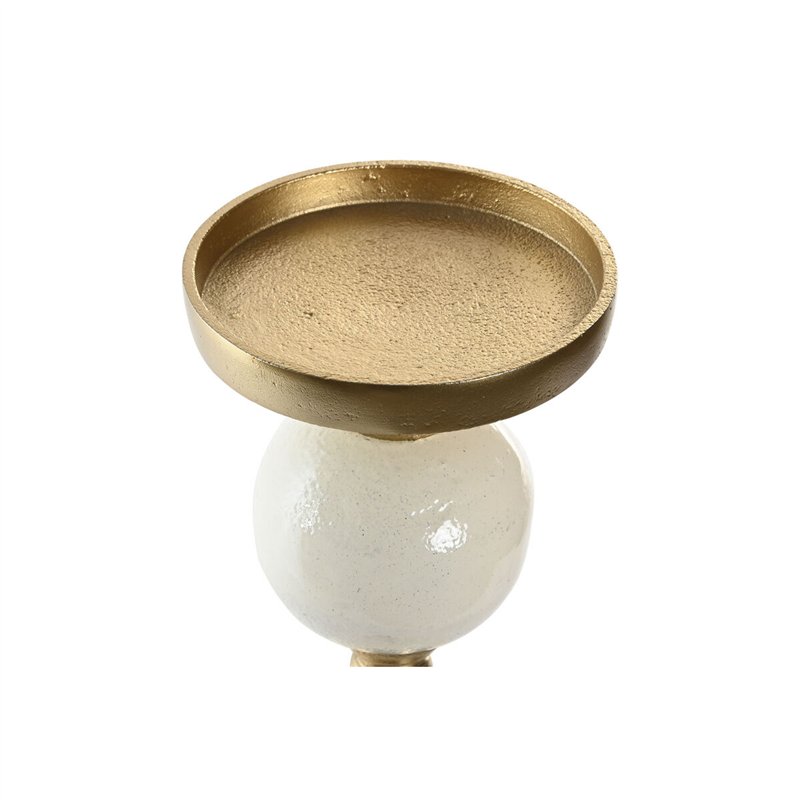 Image secondaire de Pot à Bougie Home ESPRIT Blanc Doré Aluminium Moderne 15 x 15 x 43.5 cm