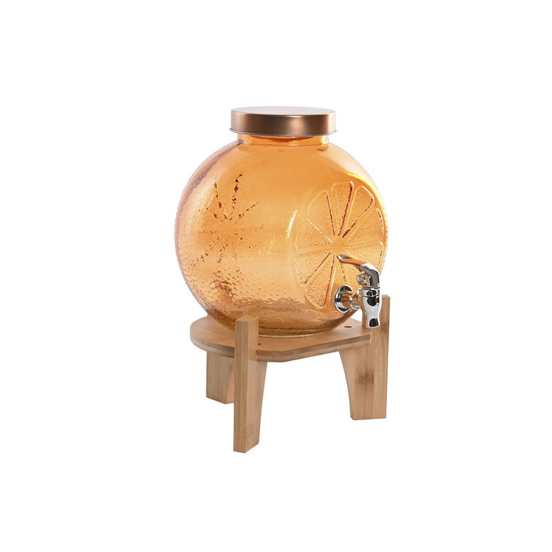 Distributeur d'eau Home ESPRIT Orange Bambou Verre 5 L 24 x 17,5 x 24 cm