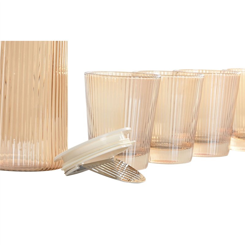 Image secondaire de Ensemble de verres avec bouteille Home ESPRIT Ambre Verre Borosilicaté 1,25 L