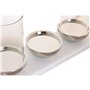 Bougeoir Home ESPRIT Blanc Argenté Verre Marbre 40 x 13 x 22 cm