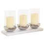 Bougeoir Home ESPRIT Blanc Argenté Verre Marbre 40 x 13 x 22 cm