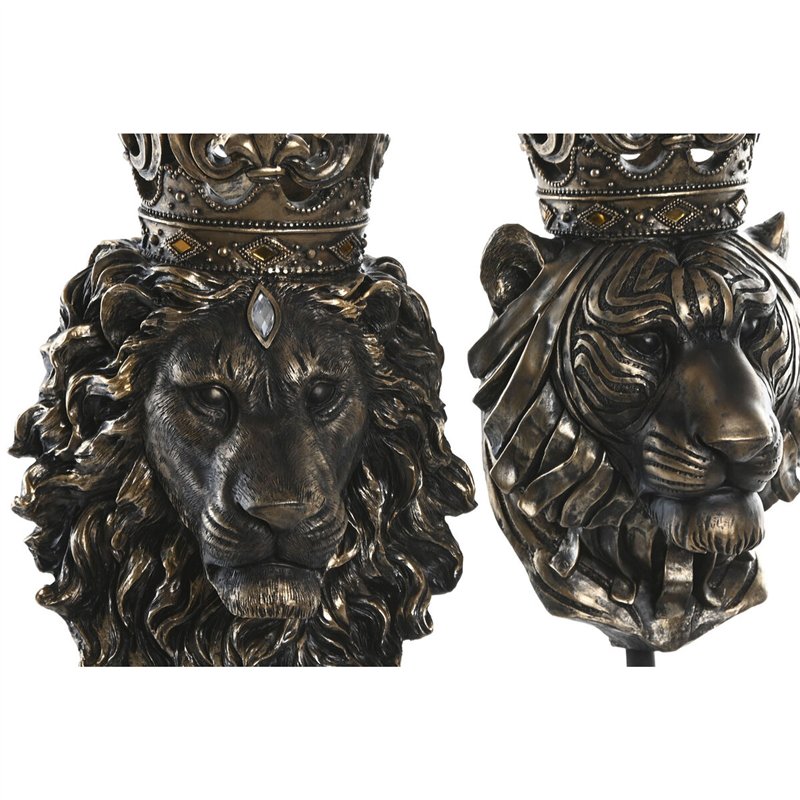Image secondaire de Figurine Décorative Home ESPRIT Brun foncé Lion Couronne 21 x 18 x 44 cm (2 Unités)