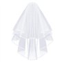 Nuluxi Voile de Mariage Courte 2 Couches avec Peigne Voile de Mariée Brodé de Ruban Vintage Niveaux Cathédrale de Mariage Blanc