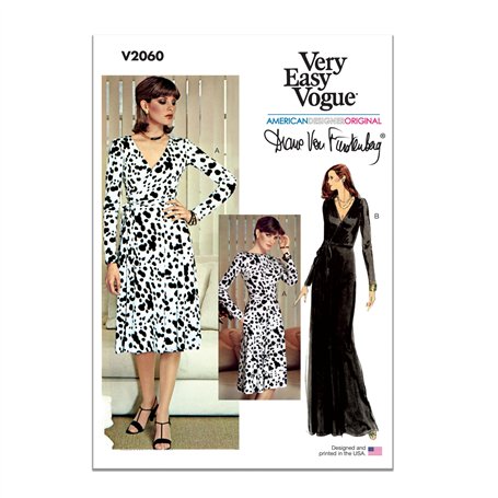 Vogue Patterns Patron de papier V2060Y5 Robe portefeuille pour femme Porté vers l'avant ou vers l'arrière par Diane Von Furstenb