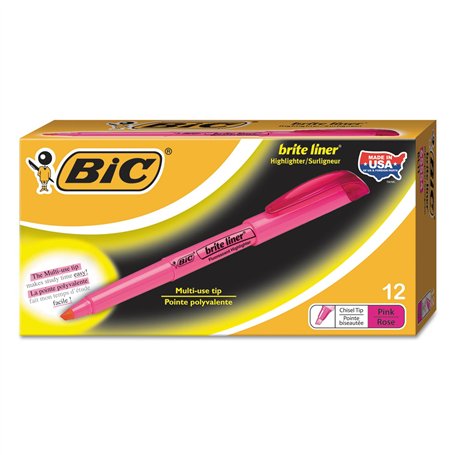BIC Highlighter Grip Surligneurs Pointe Biseautée - Rose