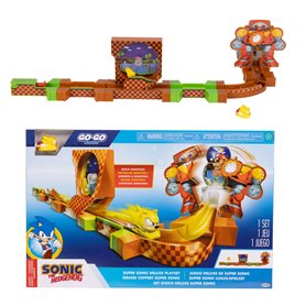 Sonic The Hedgehog Go Go Racers Deluxe Ensemble de jeu avec figurine Super Sonic moulée sous pression