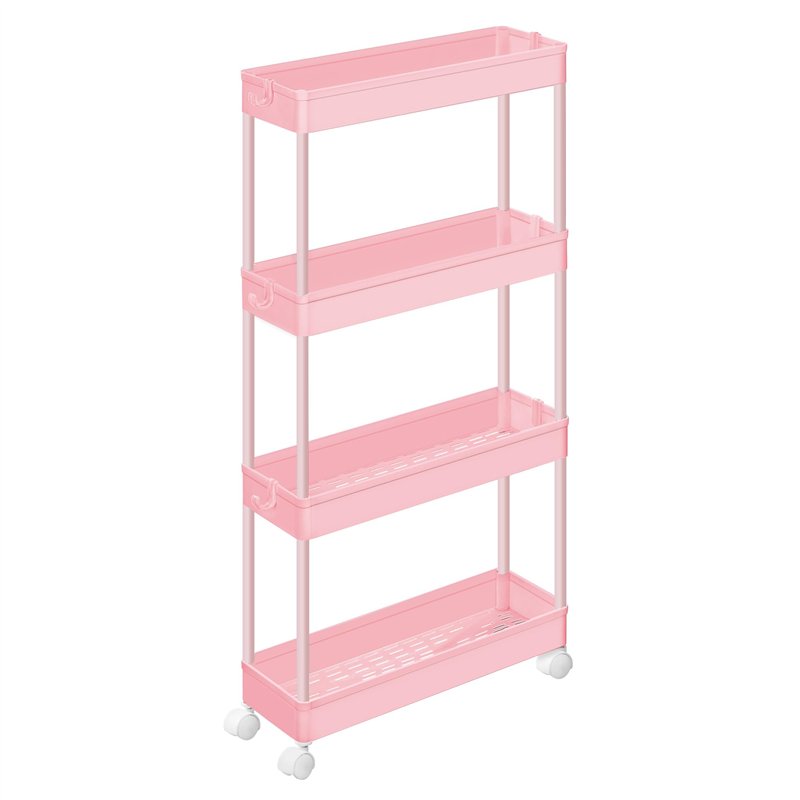 Chariot De Cuisine à 4 Niveaux Blanc - Rangement Mobile Pour Cuisine, Salle De Bain, Bureau